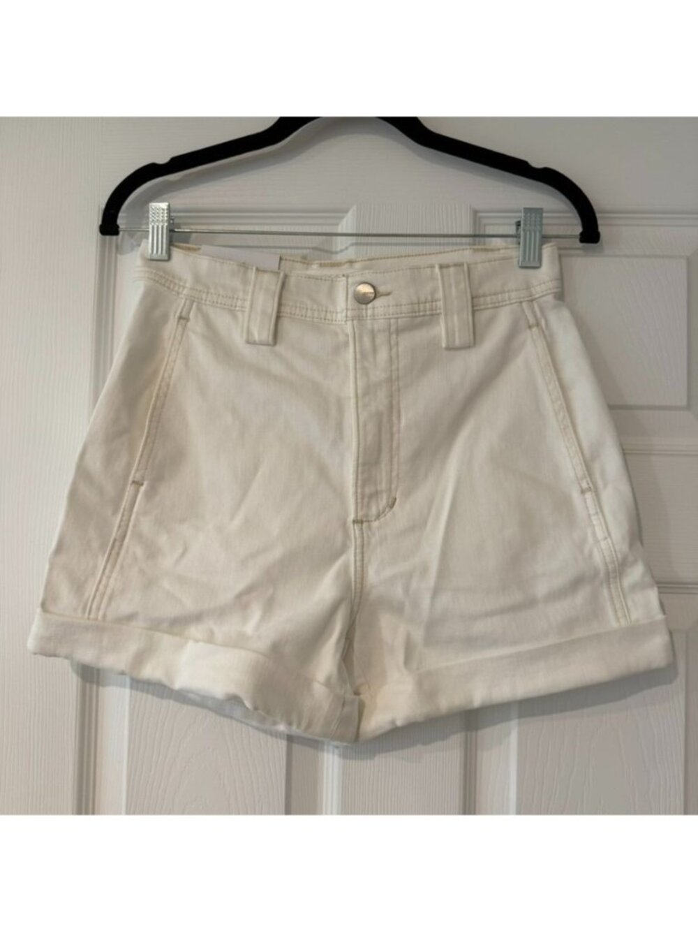 Joe's High Waisted Cuff White Denim Shorts Size 27 NWT